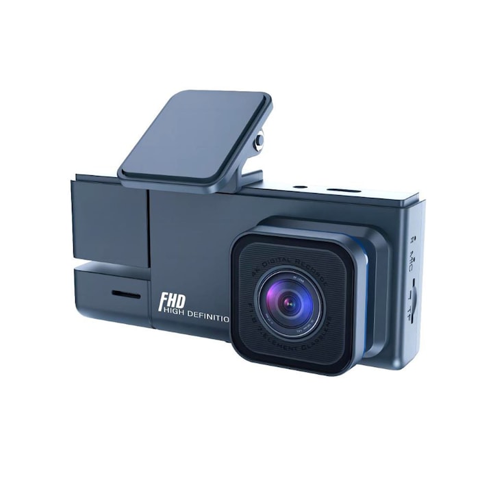 Автомобилна камера Timebox, Dash Cam Full HD 1080p, широк ъгъл 170°/130°, LCD екран със сензорно управление, стойка за предното стъкло, карта с памет и стойка за вендуза са включени