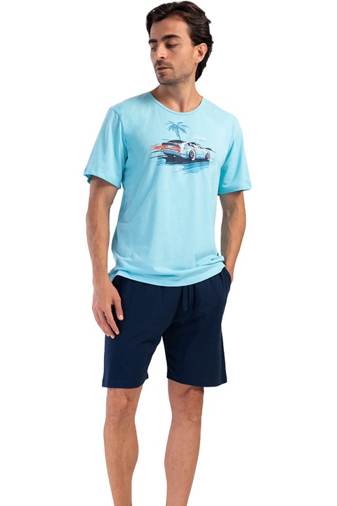 Pijamale barbati Vienetta Man, Maldives Beach, Turcoaz/Bleumarin