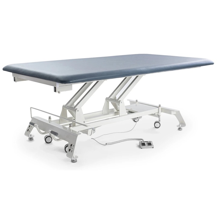 Pat electric de masaj Fabulo, Camino Bobath, 120x200cm, albastru inchis, inaltime reglabila 46-95cm, 4 roti pivotante