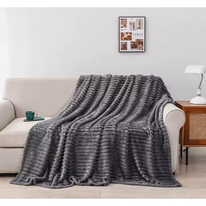 Patura Cocolino, Model Dungi, Uni, 2 persoane, 200x230cm, Gri