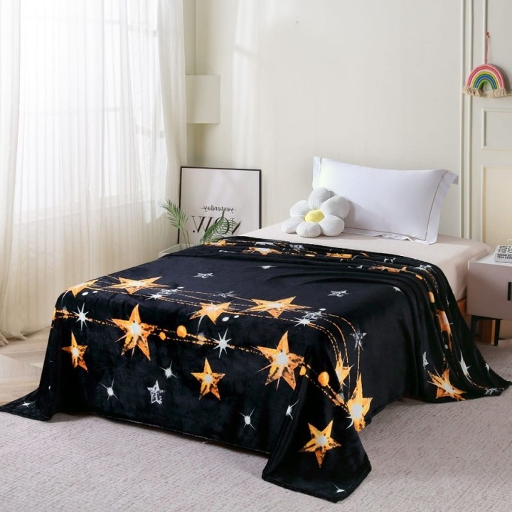 Patura cocolino neagra cu stelute, 200x230cm, Lenjerii Deosebite