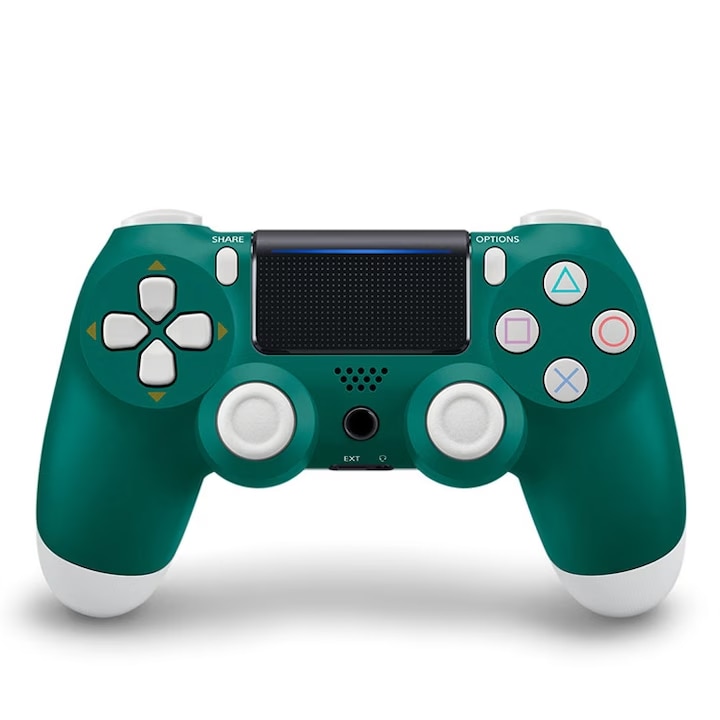 PlayStation 4 gamepad, 3,5 mm-es audio jack, Bluetooth, zöld, vezeték nélküli, 10 m hatótávolság