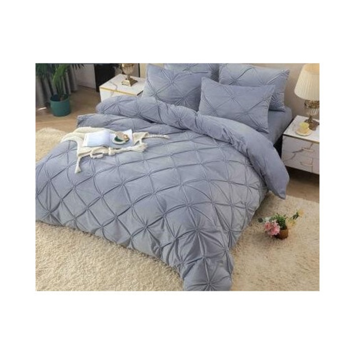 Set Lenjerie pat Catifea, Bleau, 4 piese