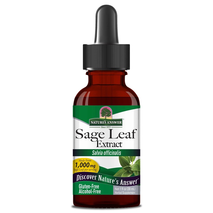 Extract de frunze de salvie 30 ml, Nature's Answer, 255 mg extract de salvie, fara alcool