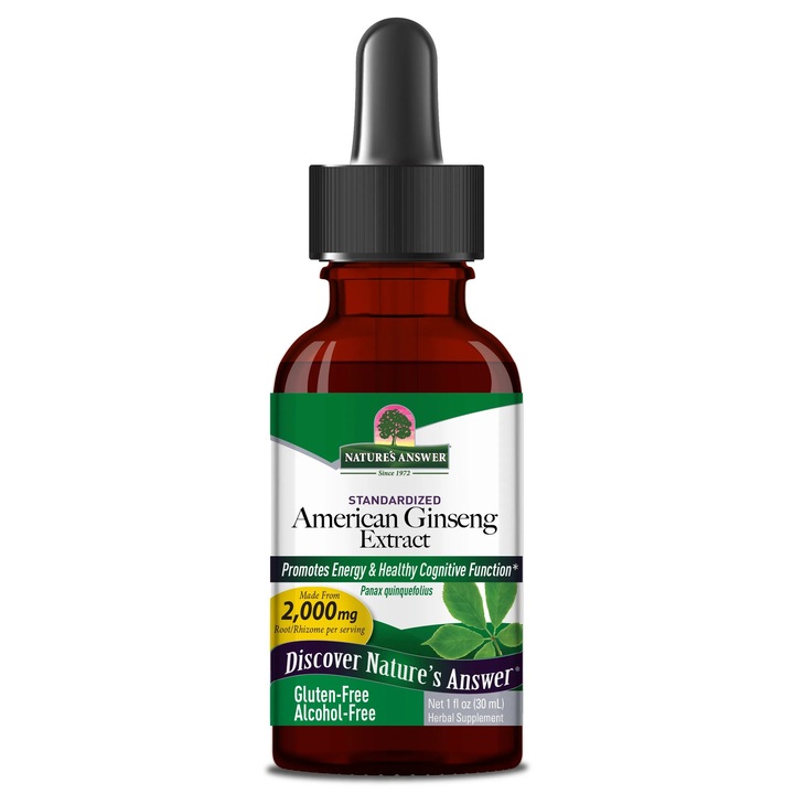 Extract de Ginseng American 30 ml, Nature's Answer, 1000 mg Ginseng, lichid