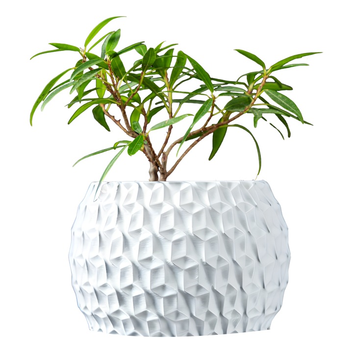 Саксия за цветя 3d Antique Premium кръгла 17.5 x 12.5 см, цвят бял