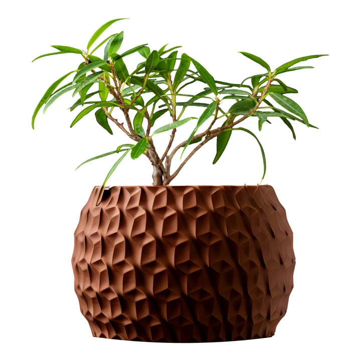 3D Саксия за Цветя, 15 x 10.5 см, Кафяв Цвят