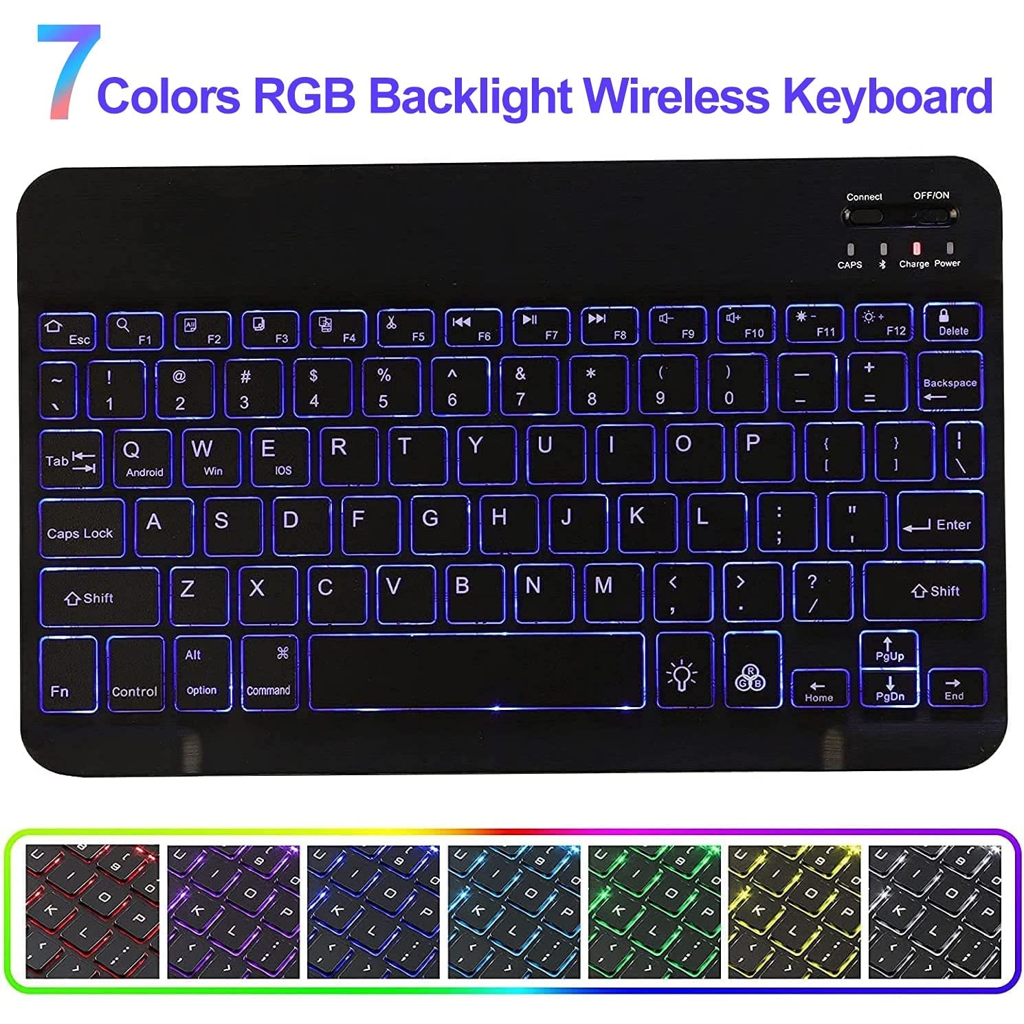 Husa pentru Samsung Galaxy Tab S10 FE+ Plus 13.1 inch cu tastatura iluminata wireless detasabila RGB 7 lights, Bluetooth, USB Type-C, functie stand si slot stylus + mouse wireless iluminat LED, negru