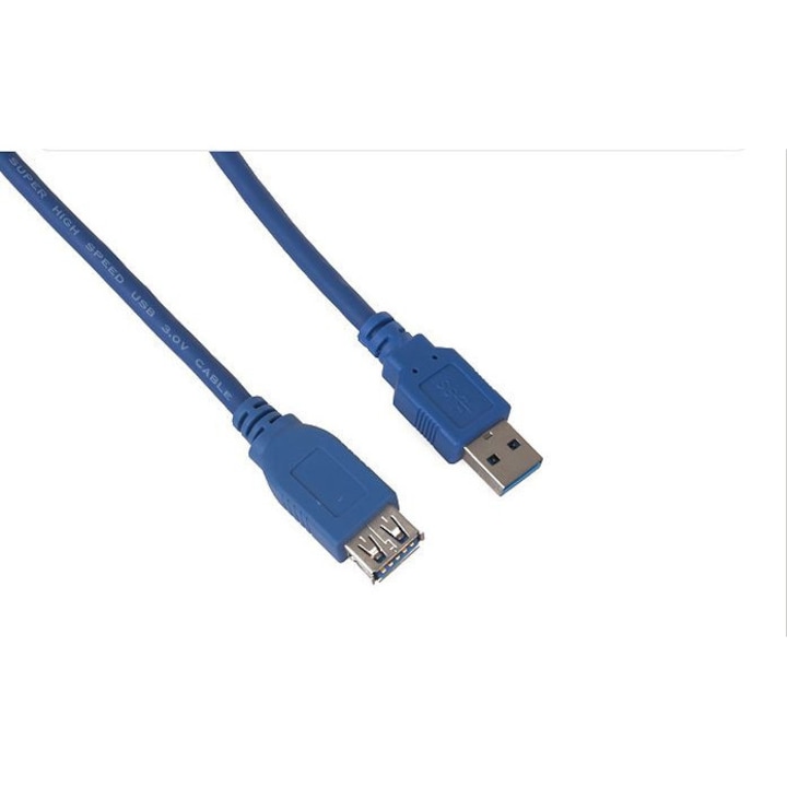 Кабел VCom, CU302, USB 3.0 Extension, мъжко/женско, 3 м, син
