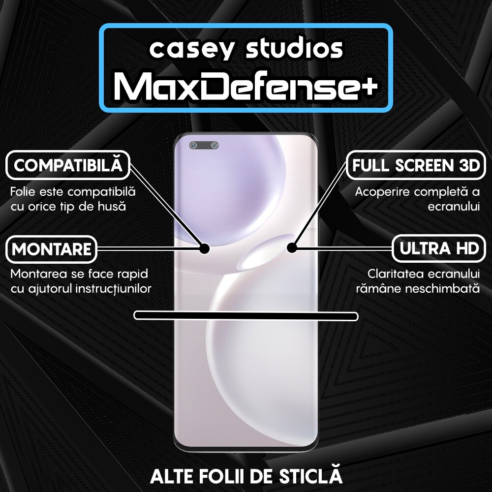 Folie Sticla CASEY STUDIOS™ compatibila cu Honor Magic 4 Pro, Full Cover 3D, Full Glue, Duritate Militara, Ultra HD, Anti Zgarieturi, Anti Socuri, Margini Negre