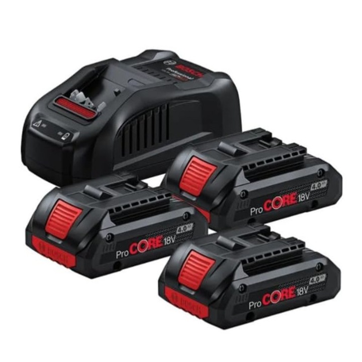 Set 3 baterii si incarcator Bosch, GBA ProCORE, 18V, 3x4,0 Ah