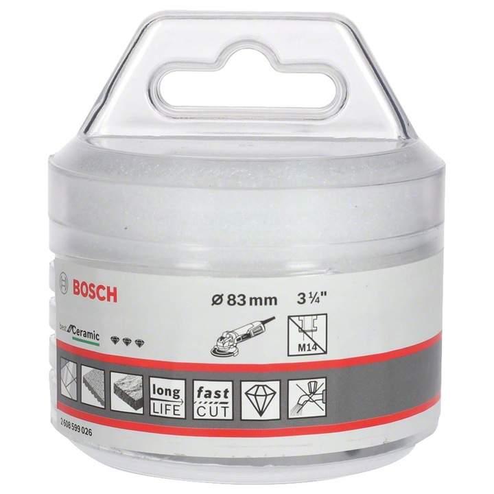 Комплект диамантена боркорона за рязане, Bosch, Ceramic Dry Speed, 83x35 мм