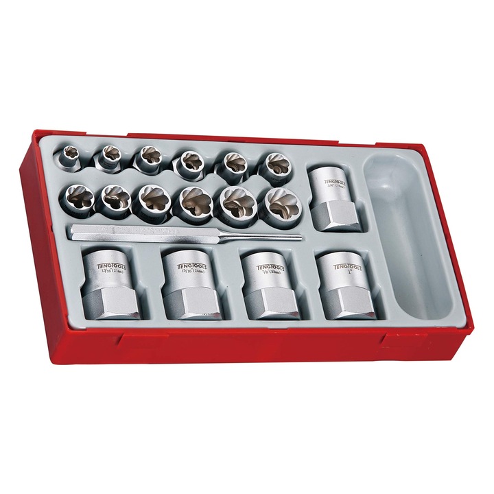 Set chei tubulare pentru extragere suruburi, Tengtools TTBE18, 3/8", 1/2"