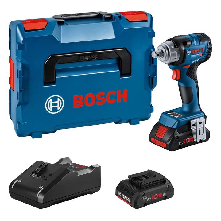 Masina de insurubat cu impact, Bosch GDS 18V-330 HC, 18 V, 2x4,0 Ah, set cu cutie depozitare