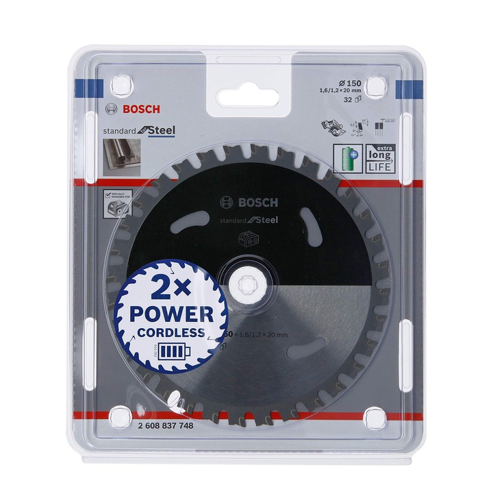Disc de taiere Bosch Standard pentru otel, 150x20mm, Z32