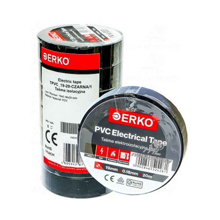 Set 8 benzi izolatoare Erko 19x0.18x2000mm negru PVC