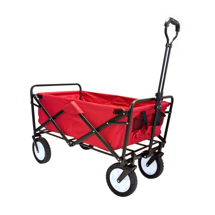 Carucior de transport pliabil, 4 roti, max. 100kg, rosu, 75x52x20cm