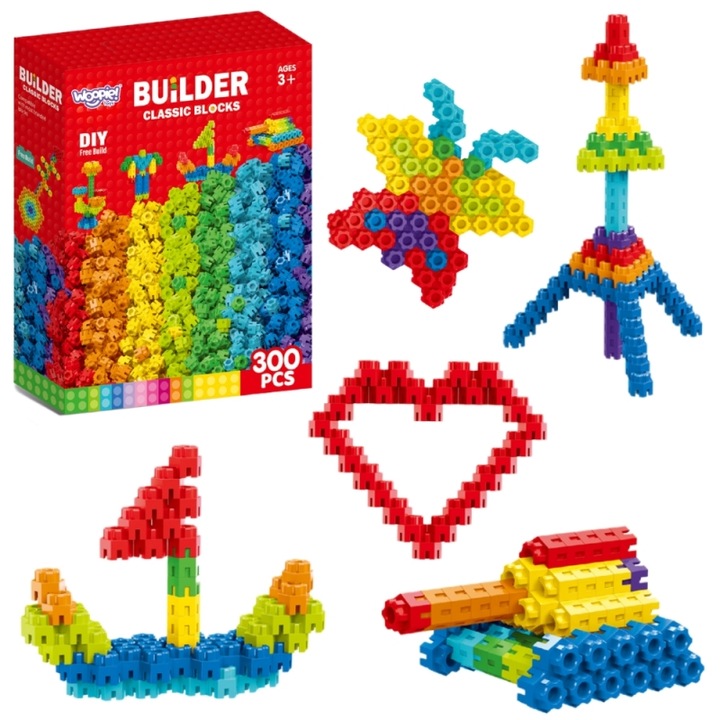 Set de constructie Woopie, 300 elemente, dezvoltare creativa, multicolor