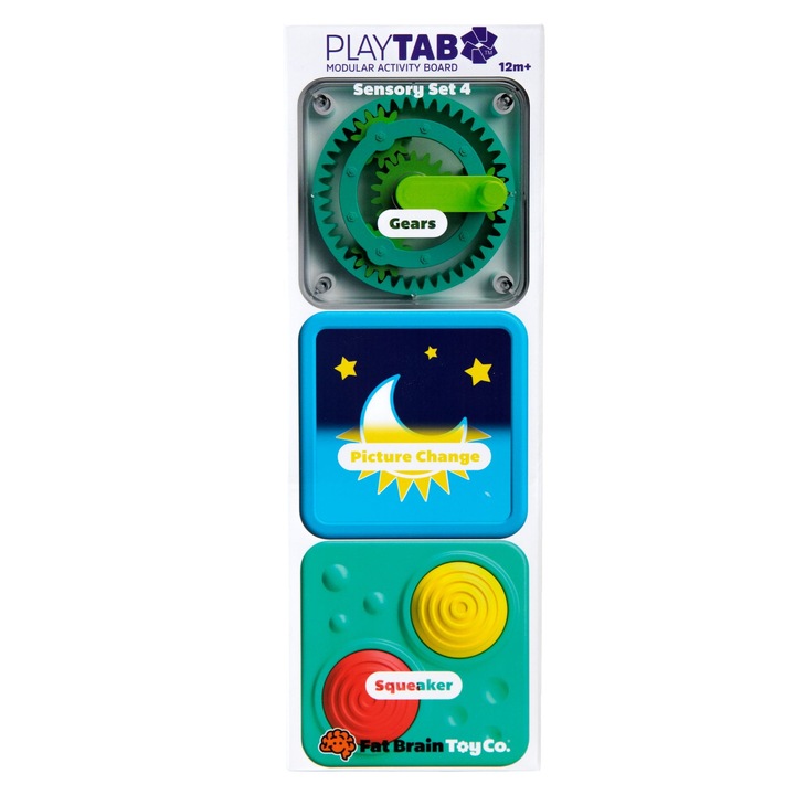 Set 4 Jucarii Interactive PlayTab Sensoryce, Fat Brain Toys, Magnete, Multicolor, pentru copii 12 luni+
