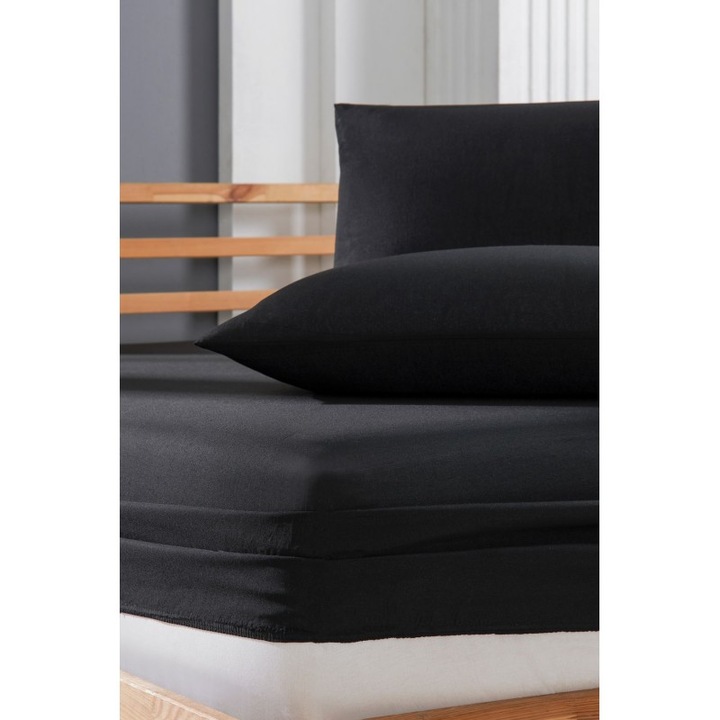 Cearsaf cu elastic Spalno Belio.bg Lejeritate si confort, negru, 160/200 cm
