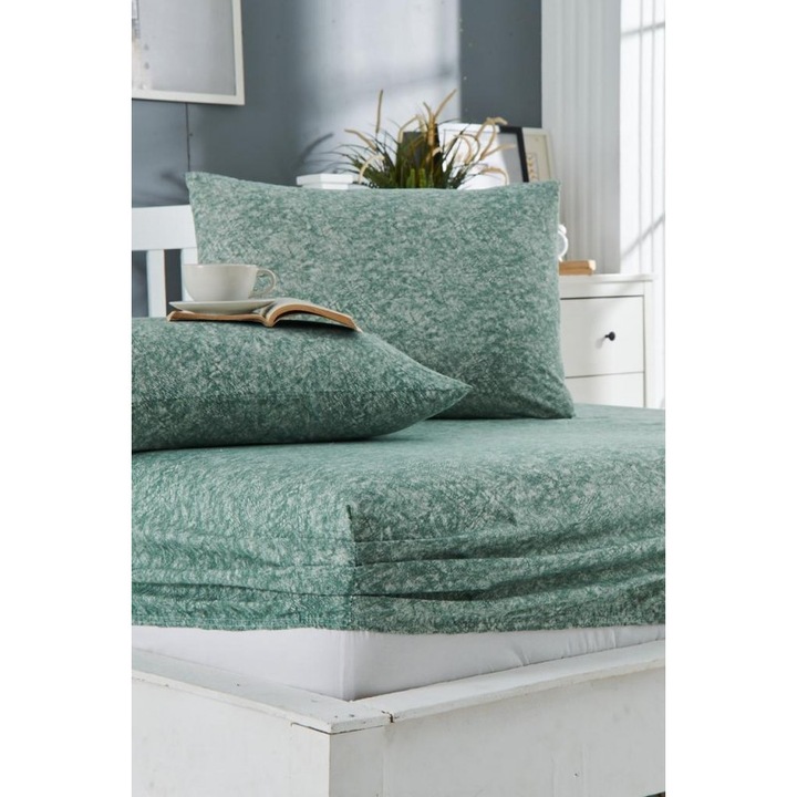 Cearsaf cu elastic si fata de perna Spalno Belio.bg Lejeritate si confort, verde, 160/200 cm