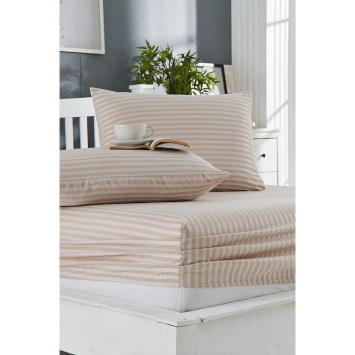 Cearsaf cu elastic si fata de perna Spalno Belio.bg Lejeritate si confort, gri si bej, 90/200