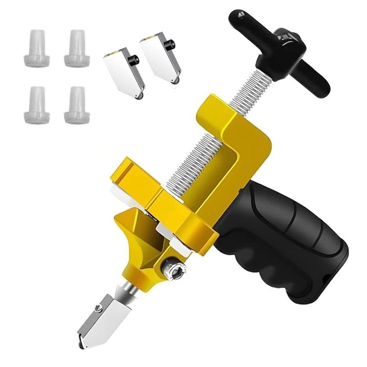 2 в 1 машина за рязане на стъкло и плочки, ZOUN, ергономичен дизайн, алуминиева сплав, рязане 3 - 15 мм, с 2 остриета и 4 уплътнения, преносим, професионален, златен