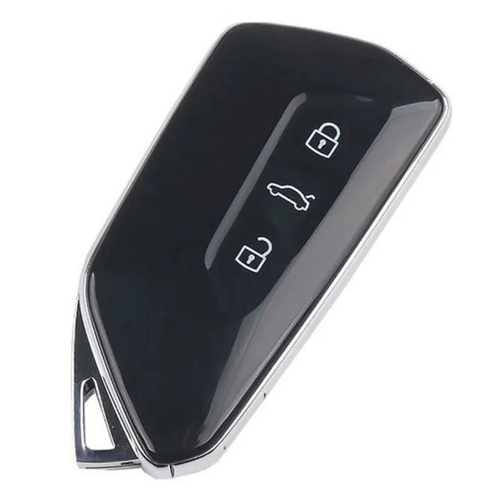 Калъф за автомобилен ключ Techstar® за Smart Remote Control, съвместим с VW Golf MK8, Polo, Tiguan, Skoda Superb, Octavia, Seat Leon, Ibiza, MQB, 3 бутона, черен