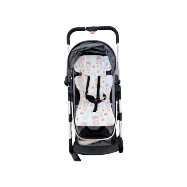 Covoras pentru carucior Kapinkata, plasa 3D respirabila, ursulet curcubeu