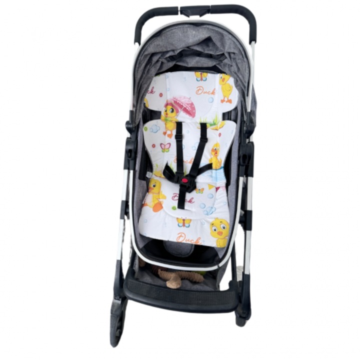 Saltea pentru carucior Kapinkata, plasa 3D respirabila, guler tip rata