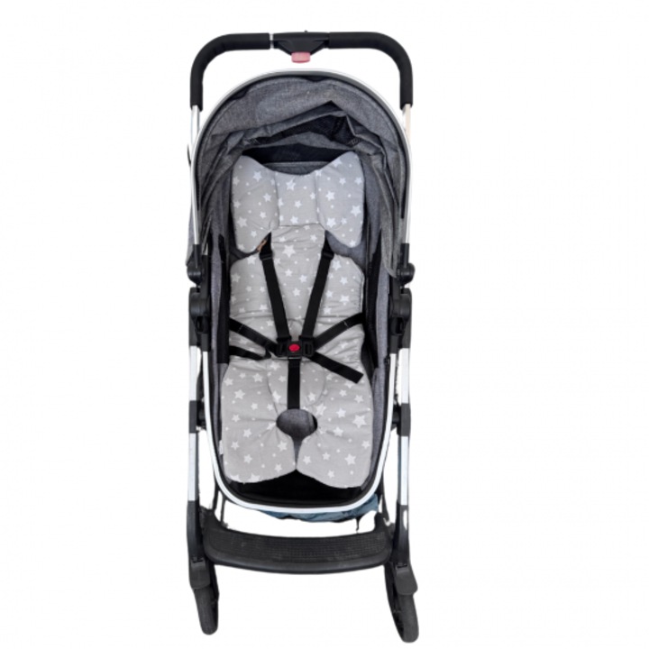 Covoras pentru carucior Kapinkata, model Super, plasa 3D respirabila, stele gri