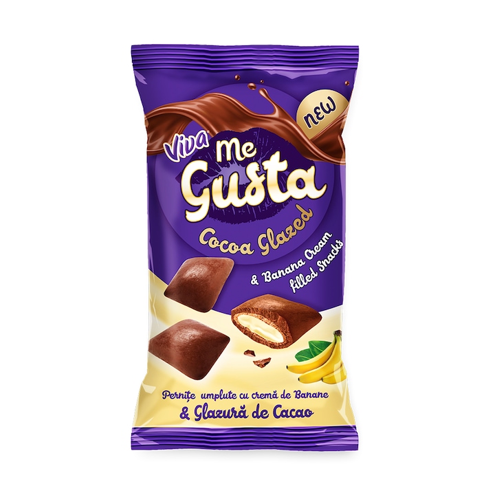 Pernite umplute cu crema de banane si glazura de ciocolata Viva Me Gusta 100gr
