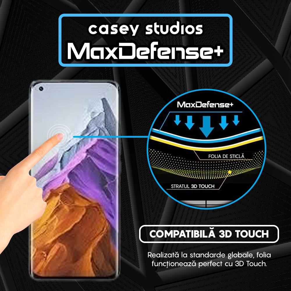 Folie Sticla CASEY STUDIOS™ compatibila cu Xiaomi Mi 11 / Mi 11 Pro / Mi 11 Ultra, Full Cover 3D, Full Glue, Ultra HD, Anti Zgarieturi, Anti Socuri, Margini Negre