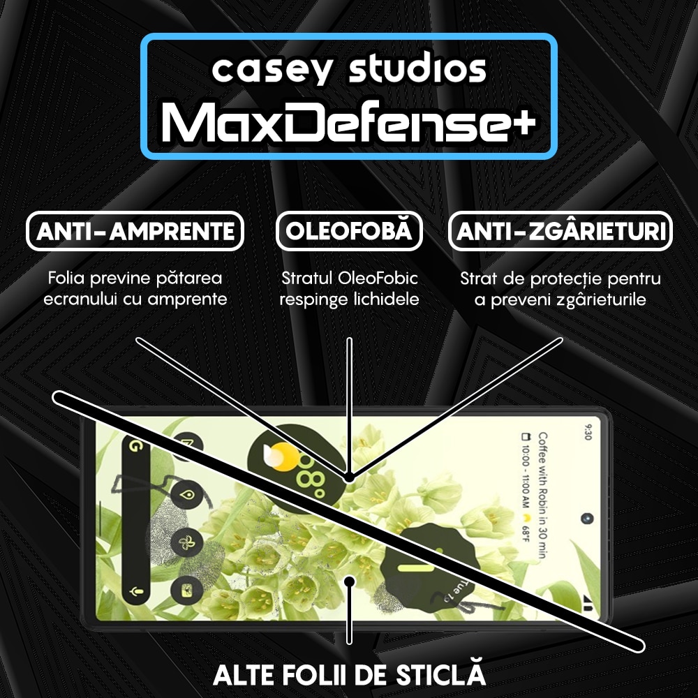 Folie Sticla CASEY STUDIOS™ compatibila cu Google Pixel 6, Full Cover 3D, Full Glue, Duritate Militara, Ultra HD, Anti Zgarieturi, Anti Socuri, Margini Negre