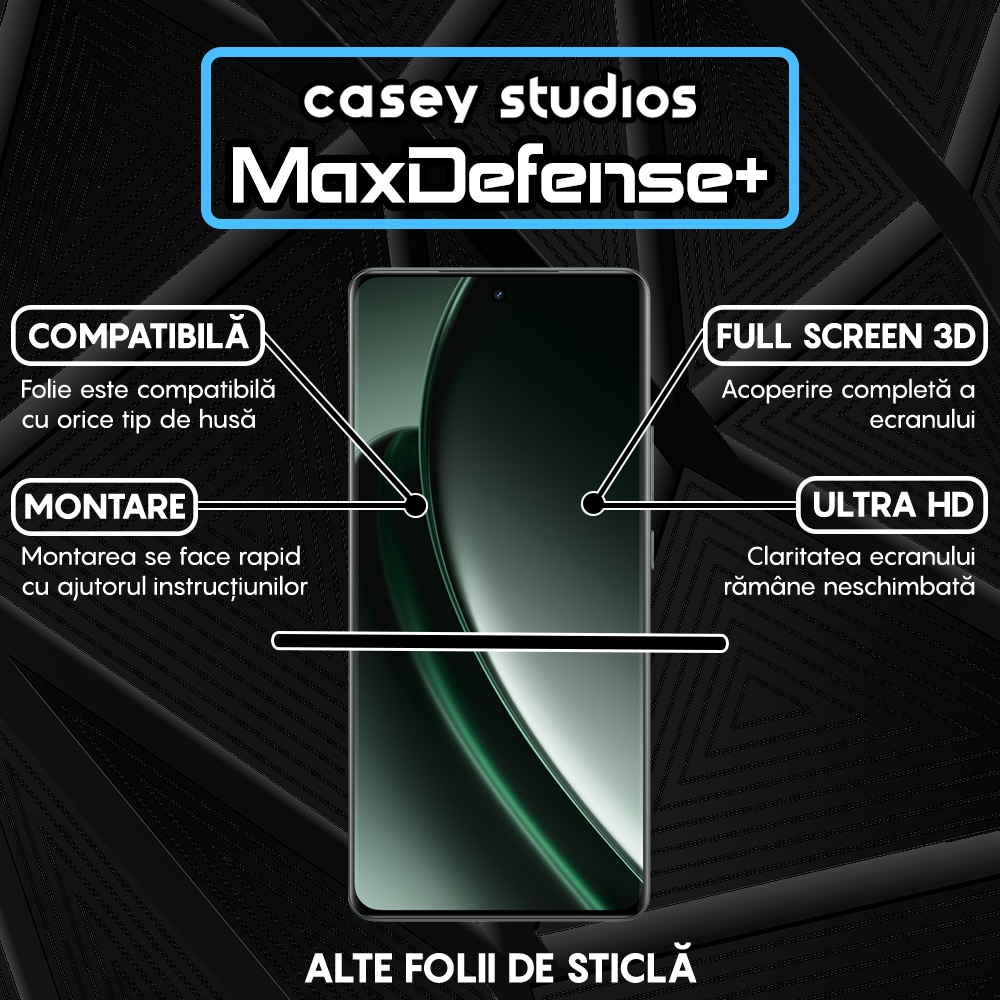 Folie Sticla CASEY STUDIOS™ compatibila cu Realme GT 6T, Full Cover 3D, Full Glue, Ultra HD, Anti Zgarieturi, Anti Amprente, Anti Socuri, Margini Negre