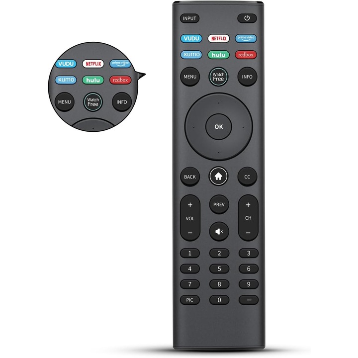 Smart TV távirányító, Vizio XRT140 számára alkalmas, fekete