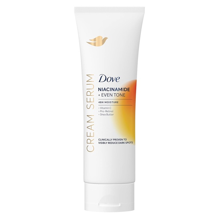 Crema Serum de Corp, Dove, Niacinamide + Even Tone, Estompeaza Petele Pigmentare si Uniformizeaza Nuanta Pielii, cu Vitamina C si Retinol, 236ml