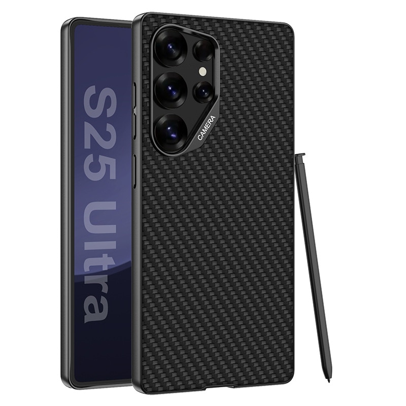 Husa de Protectie, Compatibila Samsung Galaxy S25 Ultra, Fibra de carbon neagra
