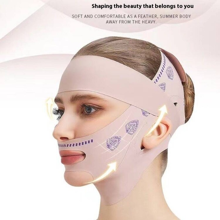 Комплект колани за лифтинг на лицето V-Face, дишаща опора, флорален принт, 3 части