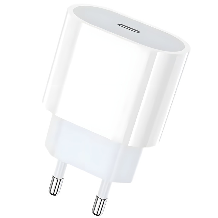 Зарядно устройство за бързо зареждане 20W Type-C, съвместимо с iPhone 13 Pro, 13 Pro Max, 14 Pro, 14 Pro Max, 15 Pro, 15 Pro Max, 16 Pro, 16 Pro Max, компактен дизайн, идеално за пътуване, бяло