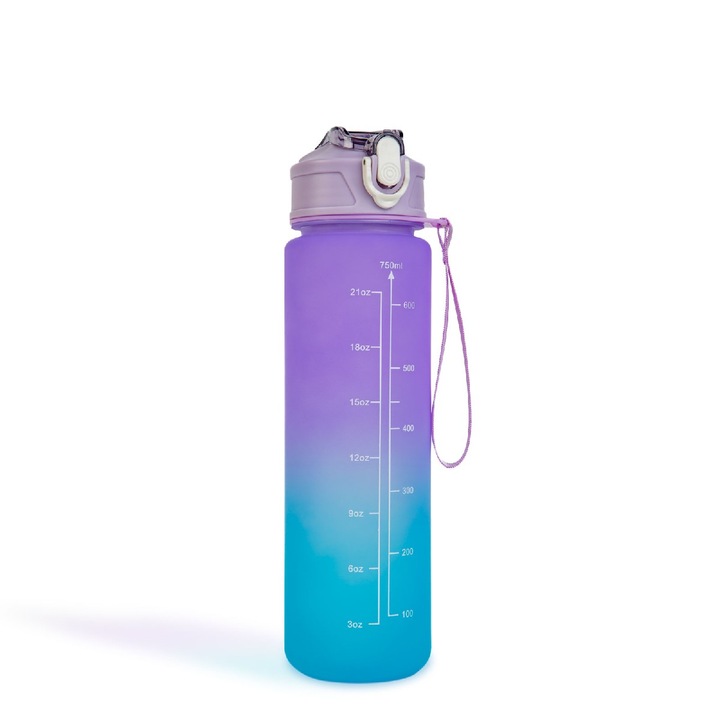 Vizespalack edzéshez és szabadtéri tevékenységekhez, Vader, fokozatmentes, műanyag, ivócsőrrel, 750 ml, lila szivárvány