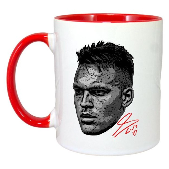 Cana cu fotbalistul Lautaro Martinez Inter Milano, Cri-Flo, Ceramica, 330ml. Maner si interior Rosu
