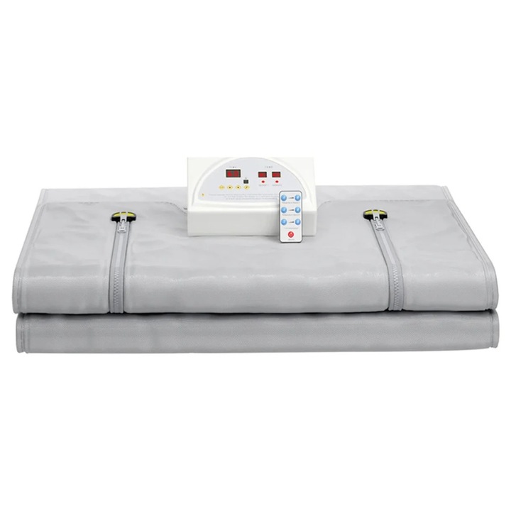 Електрическо одеяло, инфрачервено отопление, дизайн с цип, изгаряне на мазнини, сиво