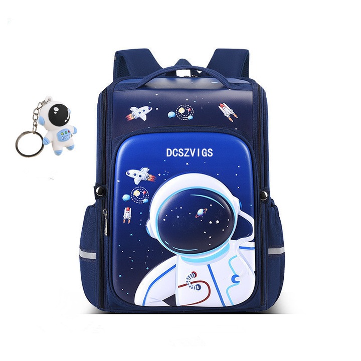 Училищна раница за момче, DCSZVIGS®, предучилищна възраст, анимационен астронавт, 36 x 29 x 16 см, синьо/бяло