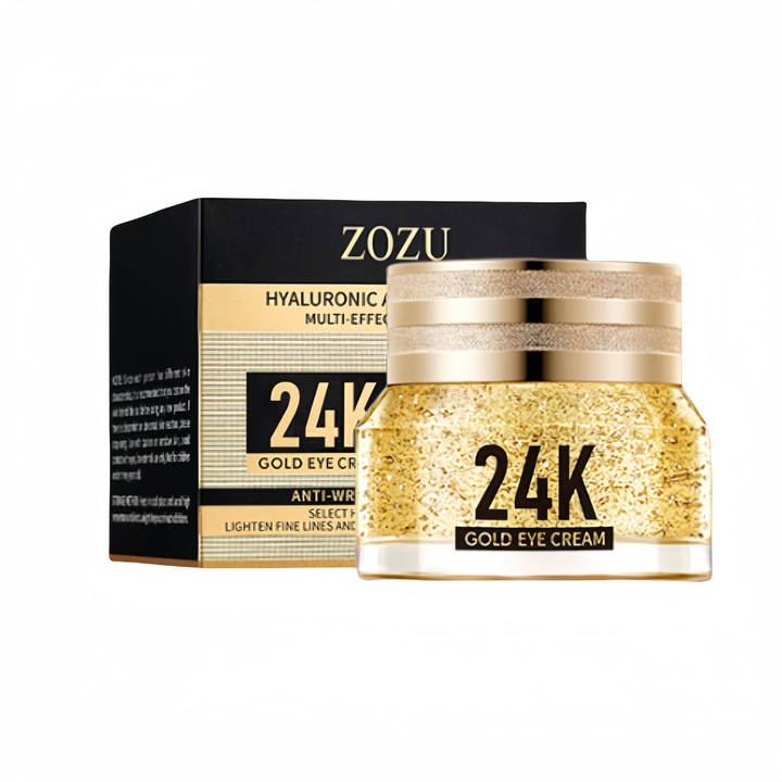 Crema de ochi cu acid hialuronic si aur 24K, anti-riduri, set de hidratare si reparare, 15ml