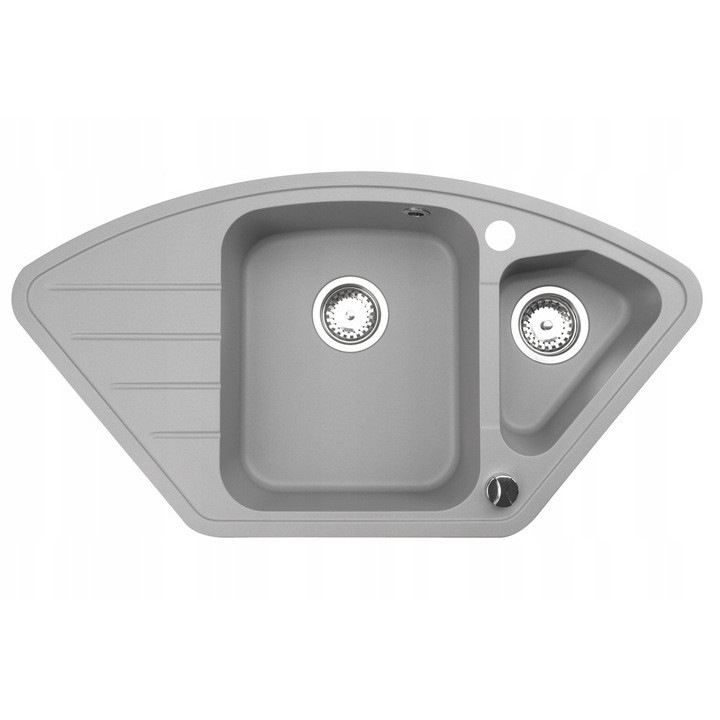 Chiuveta 1, 5 compartimente coltar MERKURY, dimensiune 93x49, 5 cm, gri