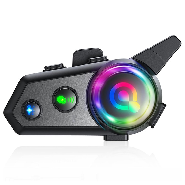 Motoros Bukósisak Headset, 1000 m-es kettős intercom, más fejhallgatókhoz is csatlakoztatható, zajcsökkentés, egykattintásos hangébresztő, 1000 mAh, 28 órás akkumulátor-üzemidő, IP6 vízálló, Orber, fekete