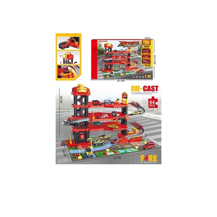 Többszintes garázs mentőjárművekkel, EBZMH-162, 64 darabbal, hang- és fényeffektekkel