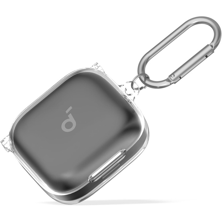 Átlátszó tok, Anker Soundcore P30i fülhallgatóhoz, TPU anyagból, kiesésgátló karabinerrel