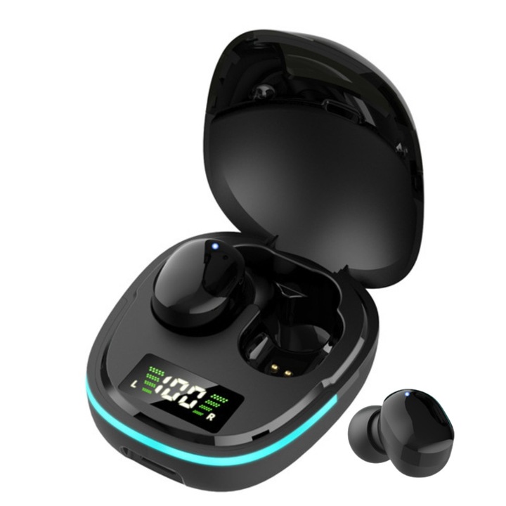 EM-G9S Okos Vezeték Nélküli Fülhallgató, Bluetooth 5.1, Okos LED Kijelző, 8D Panoráma Hangzás, Érintésvezérlés, Beépített HD Mikrofon, Zajcsökkentés, Hosszabb Akkumulátor Üzemidő